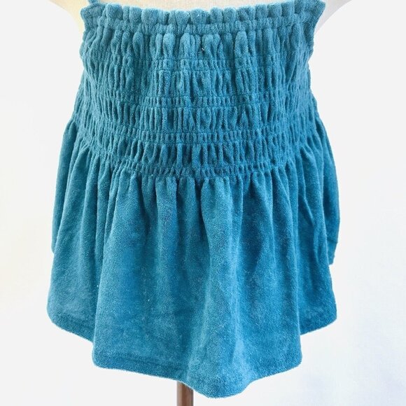 NWT SO Juniors Pullover Shirred Turquoise Terry Cloth Smocked Peplum Tank Sz XXL - Picture 8 of 11